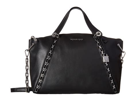 michael kors sadie large top-zip patent leather satchel black silver|Michael Kors Black Patent Leather Chain Link Sadie Top Zip .